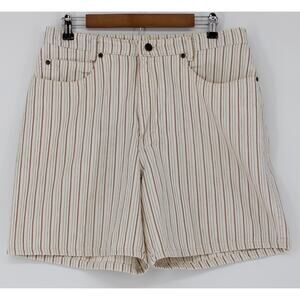 Northwest Blue Shorts Women 16 White Striped 100% Cotton 5 Pocket Zip Fly Casual